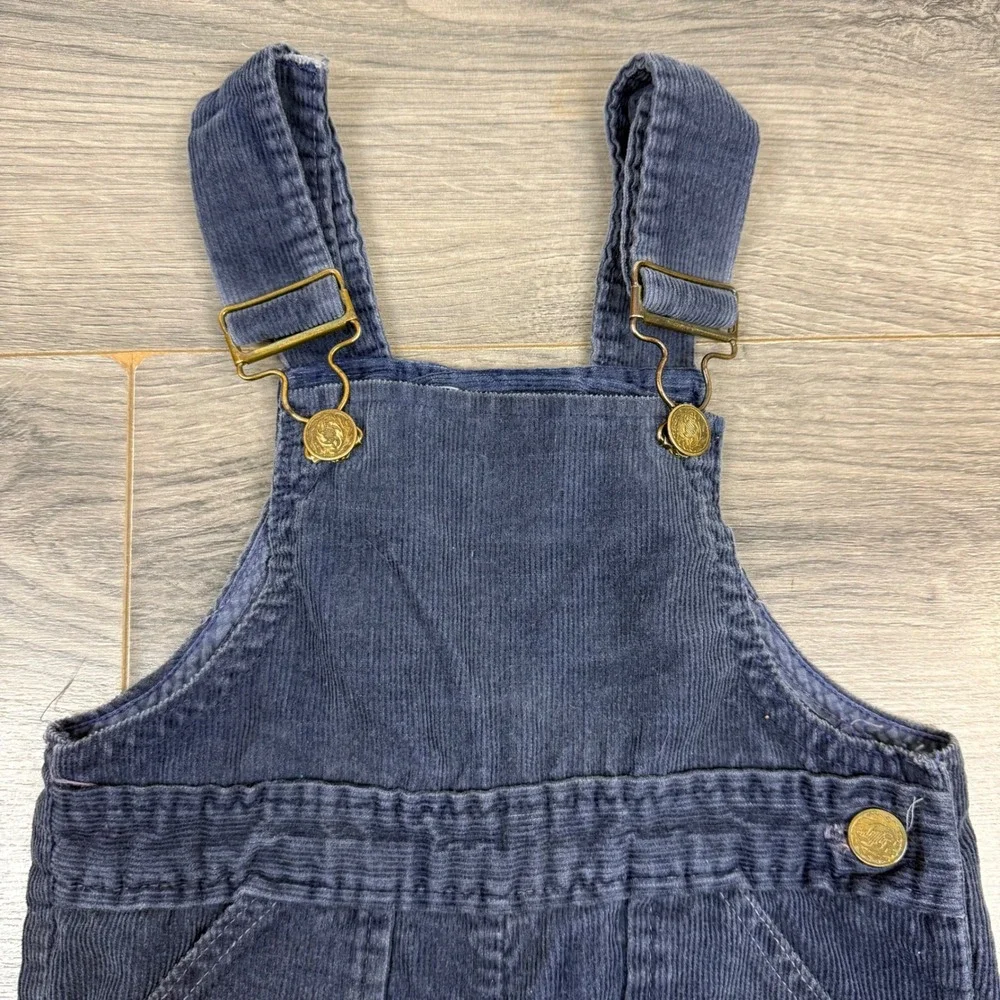 Vintage 70s Montgomery Ward Toddler Corduroy Overalls‎ 12–18M Blue Bib